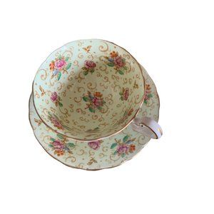 Vintage Victoria C & E Bone China English Rose Teacup & Saucer Chintz England